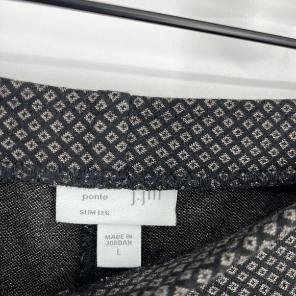 J Jill Pants Size Large Womens Black Ponte Slim Leg Pull On Diamond Stretch - Picture 3 of 7